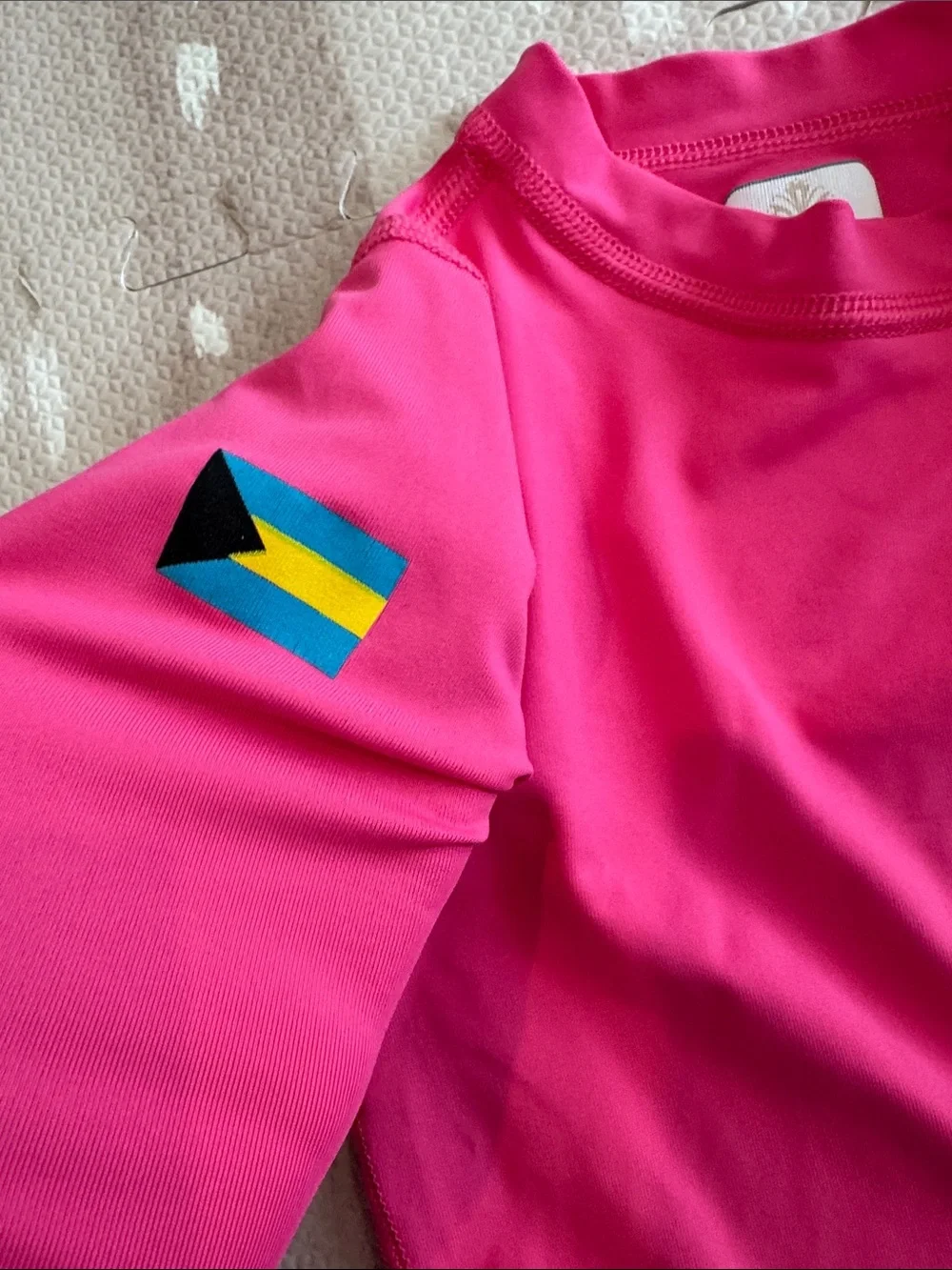 Baha Mar Girls Pink Long Sleeve Rash Guard Swim Shirt 4T